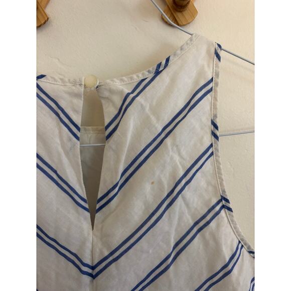 J. Crew Mini Dress Women's 00 White Blue Stripes Cotton Linen Blend Nautical - Picture 3 of 7